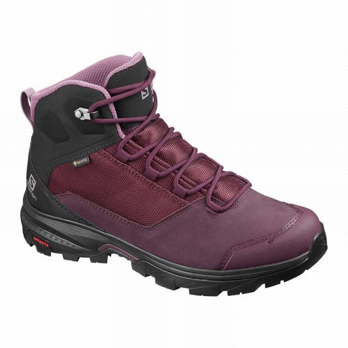 Botas Montaña Salomon OUTWARD GORE-TEX Mujer Vino Negros | MX-215GAZF