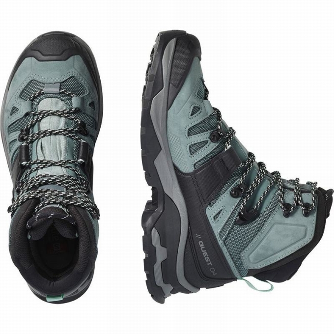 Botas Montaña Salomon QUEST 4 GORE-TEX Mujer Verdes Azules | MX-281DKPL