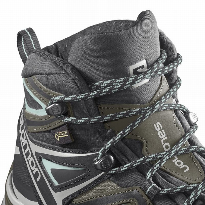 Botas Montaña Salomon X ULTRA 3 MID GORE-TEX Mujer Verde Oliva Negros | MX-592AXNK