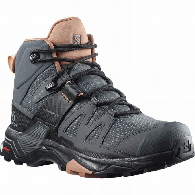 Botas Montaña Salomon X ULTRA 4 MID GORE-TEX Mujer Grises Oscuro Creme | MX-357HCVW