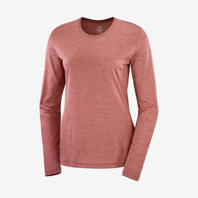 Camiseta Salomon AGILE Long Sleeve Mujer Coral | MX-726EJQT