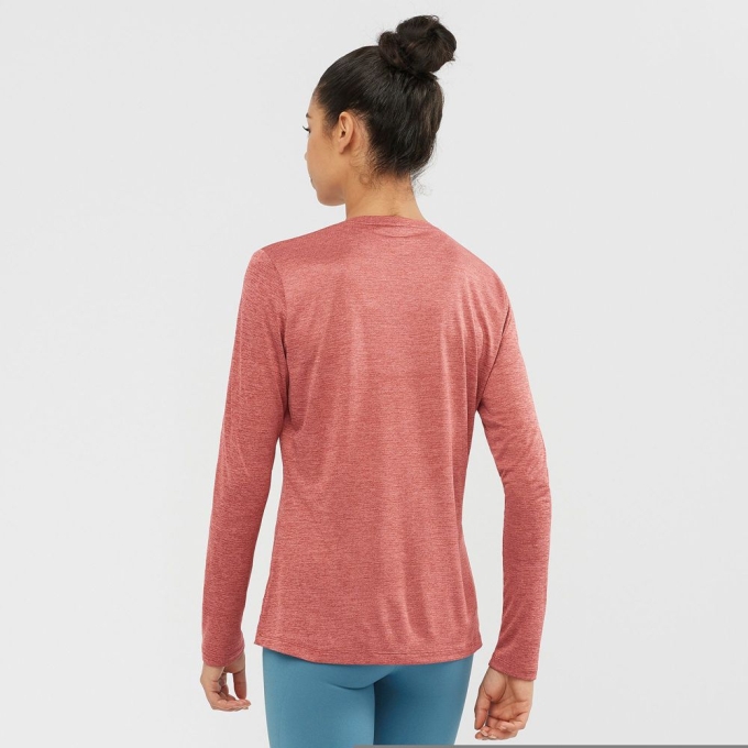 Camiseta Salomon AGILE Long Sleeve Mujer Coral | MX-726EJQT