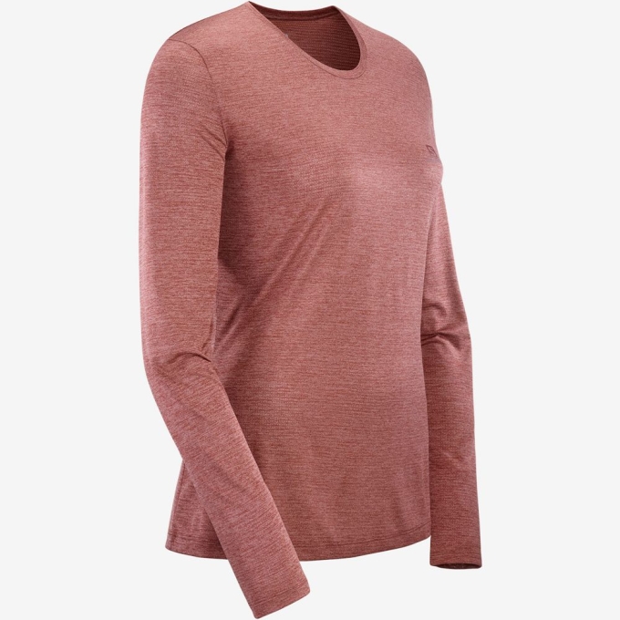 Camiseta Salomon AGILE Long Sleeve Mujer Coral | MX-726EJQT