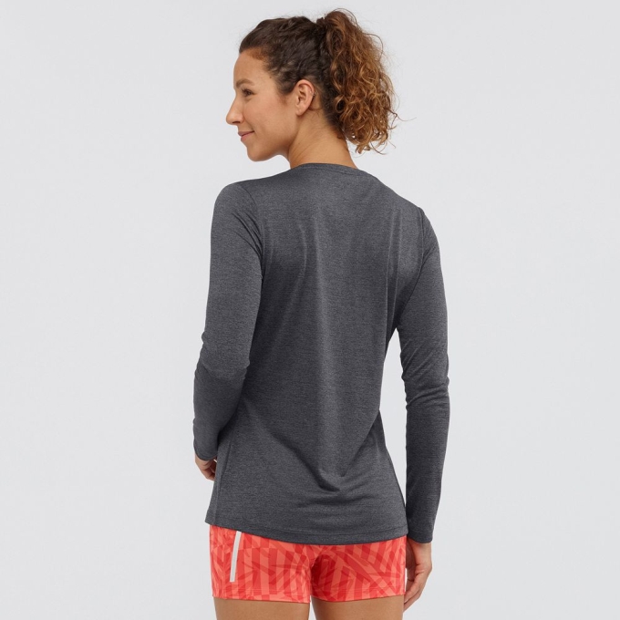 Camiseta Salomon AGILE Long Sleeve Mujer Negros | MX-749NFHP