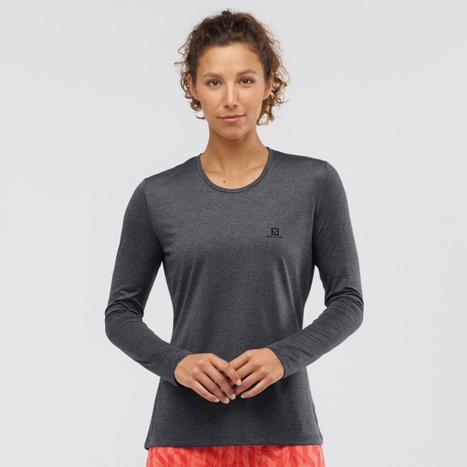 Camiseta Salomon AGILE Long Sleeve Mujer Negros | MX-749NFHP