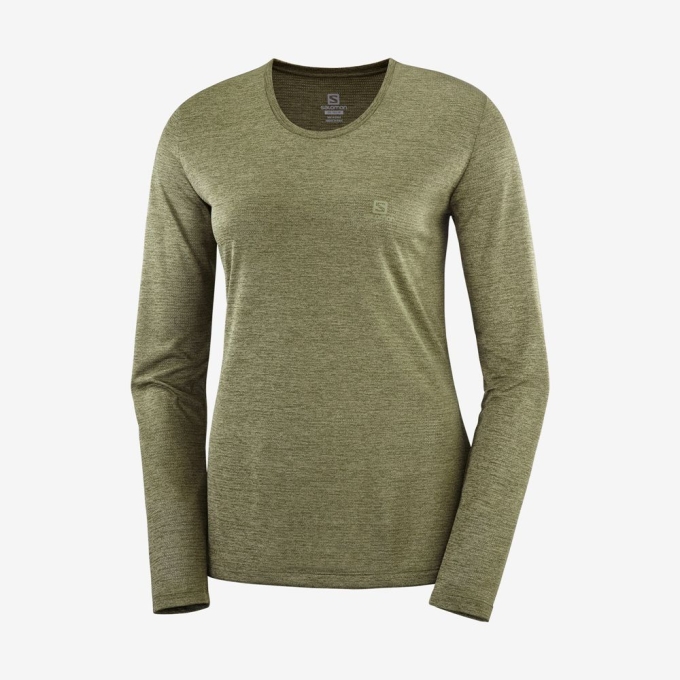 Camiseta Salomon AGILE Long Sleeve Mujer Verde Oliva | MX-782KIAR