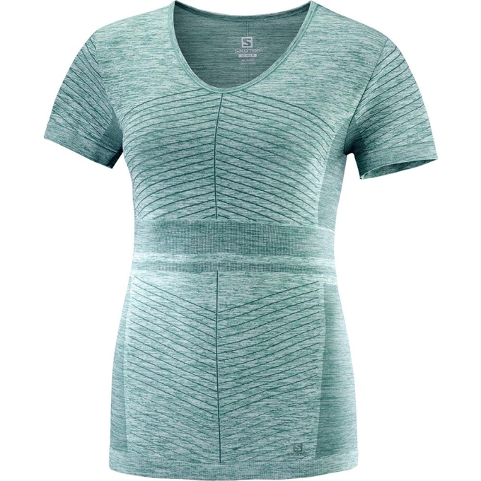 Camiseta Salomon ELEVATE MOVE\'ON SS W Mujer Verdes | MX-502AQYD