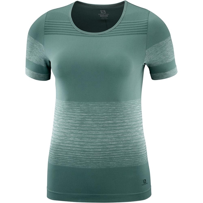 Camiseta Salomon ELEVATE MOVE\'ON W Mujer Verdes | MX-893ZLHG