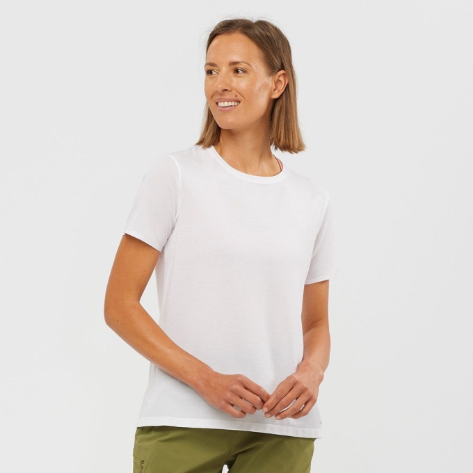 Camiseta Salomon ESSENTIAL TENCEL Mujer Blancos | MX-416UACR