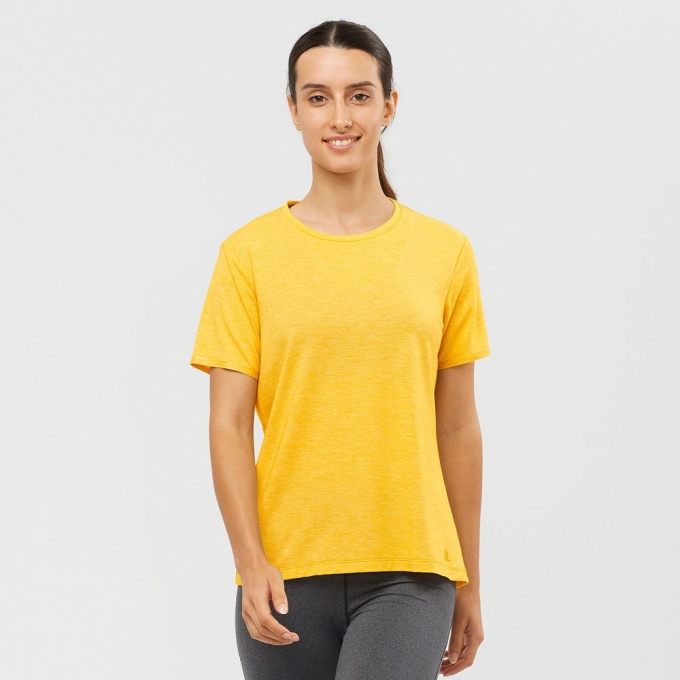 Camiseta Salomon ESSENTIAL TENCEL Mujer Amarillos | MX-543CHMO