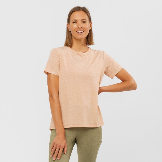 Camiseta Salomon ESSENTIAL TENCEL Mujer Beige | MX-813RTXZ