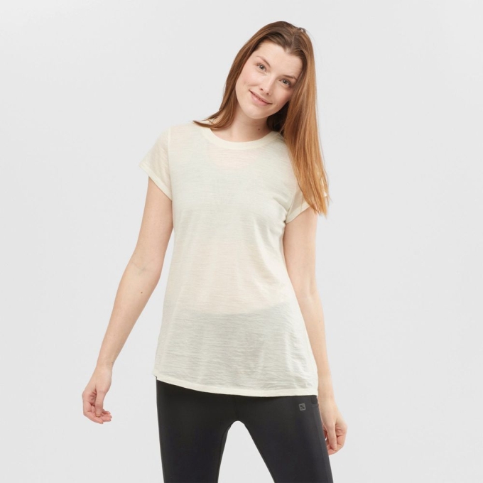 Camiseta Salomon OUTLIFE MERINO SS W Corta Sleeve Mujer Blancos | MX-062MDFU