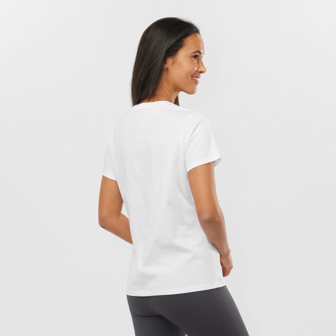 Camiseta Salomon OUTLIFE SMALL LOGO SS W Corta Sleeve Mujer Blancos | MX-178KQNC