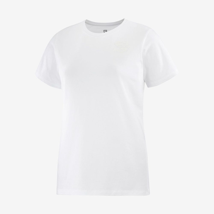 Camiseta Salomon OUTLIFE SMALL LOGO SS W Corta Sleeve Mujer Blancos | MX-178KQNC