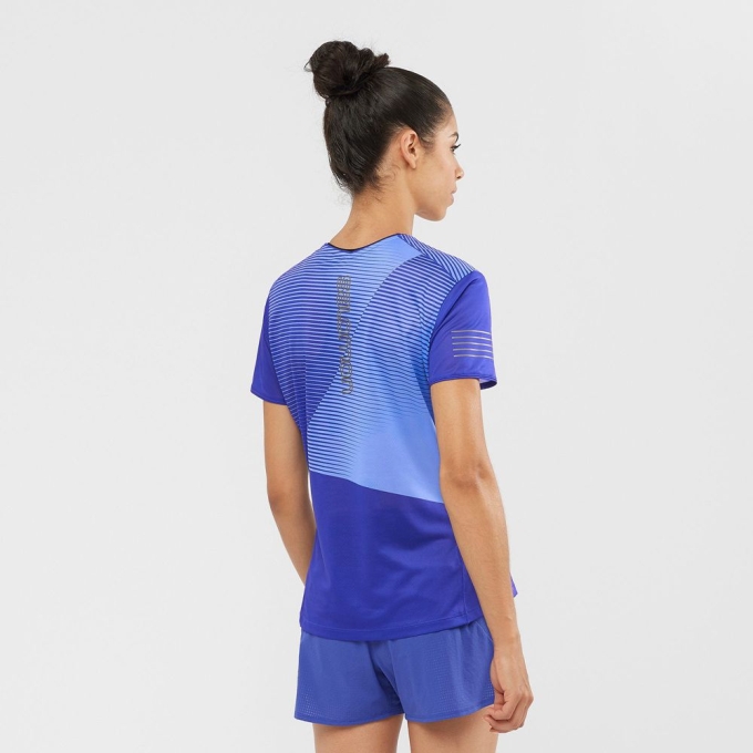 Camiseta Salomon SENSE Corta Sleeve Mujer Azules | MX-340PYXO