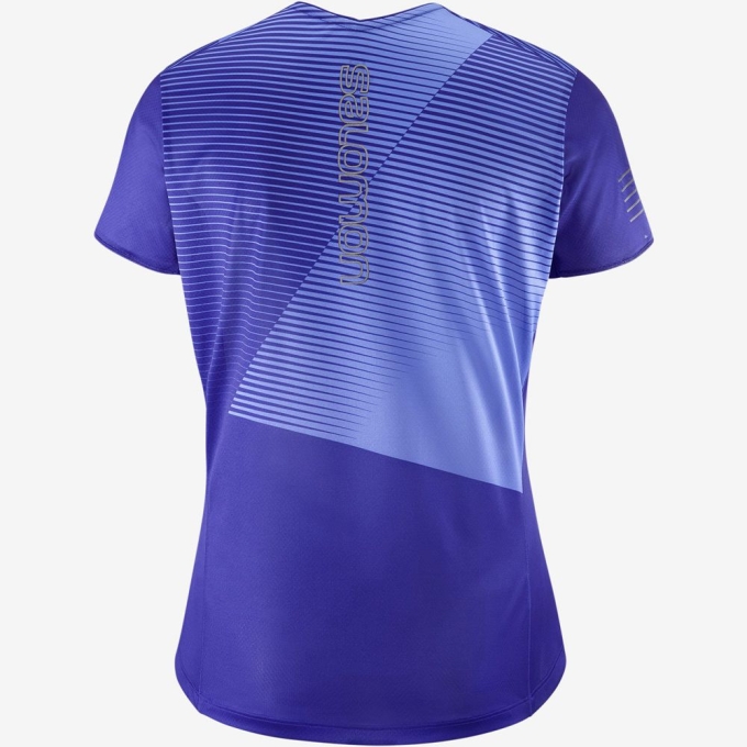 Camiseta Salomon SENSE Corta Sleeve Mujer Azules | MX-340PYXO