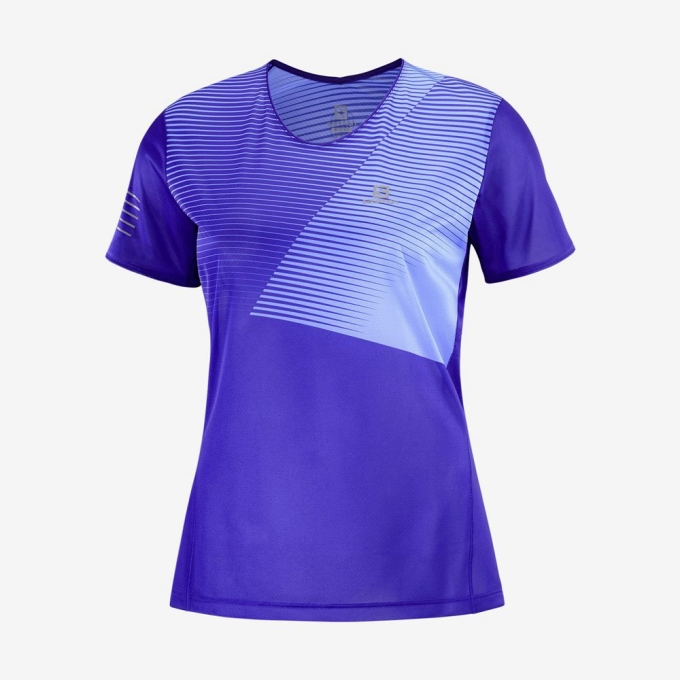 Camiseta Salomon SENSE Corta Sleeve Mujer Azules | MX-340PYXO