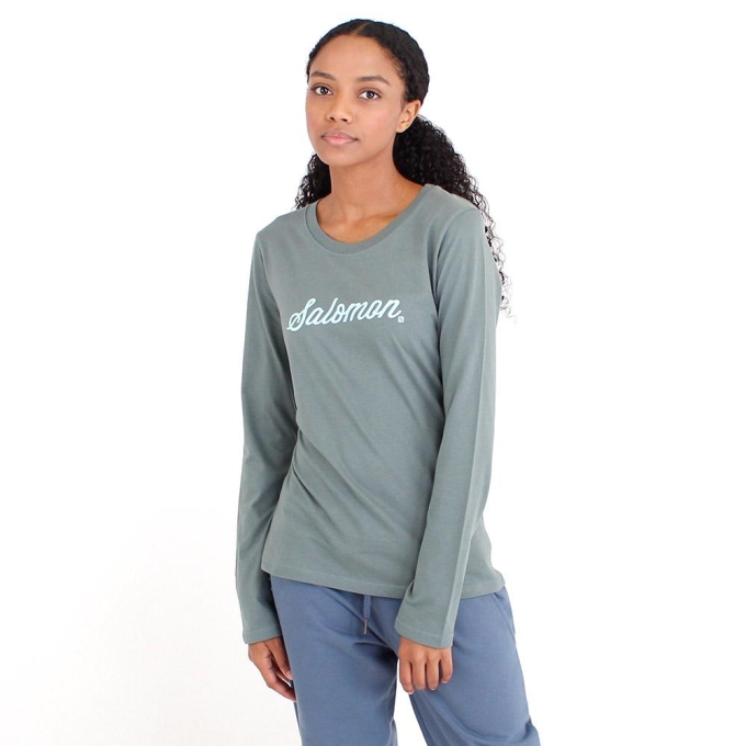 Camiseta Salomon SMOOTH LS W Long Sleeve Mujer Verdes | MX-271SLKA