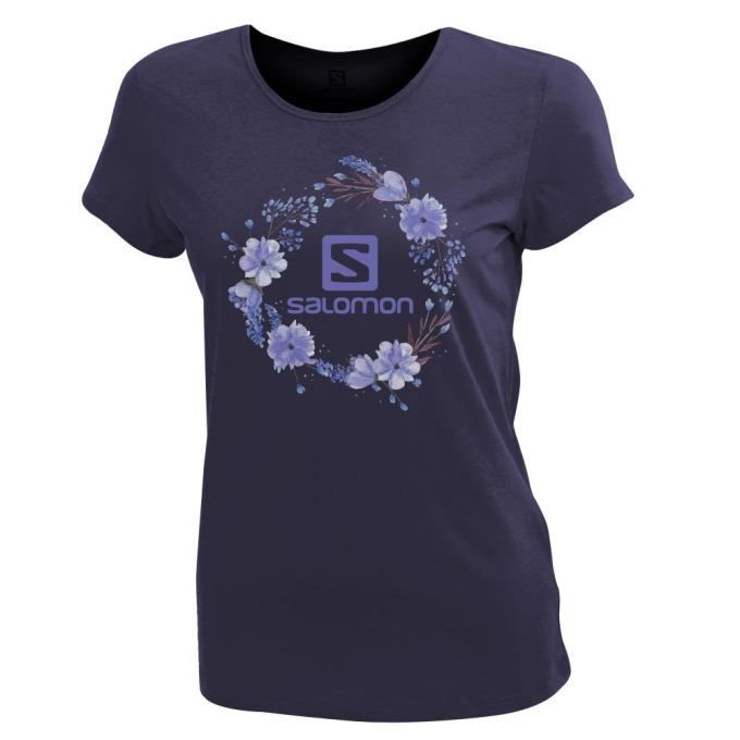 Camiseta Salomon SPRING SS W Corta Sleeve Mujer Azul Marino | MX-479HRYX