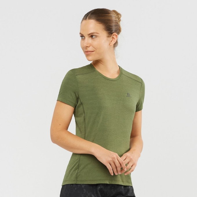 Camiseta Salomon XA W Corta Sleeve Mujer Verde Oliva | MX-862HKUS