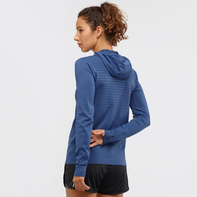 Capas Intermedias Salomon AGILE MID HOODIE W SEAMLESS Mujer Azules | MX-923OUDA