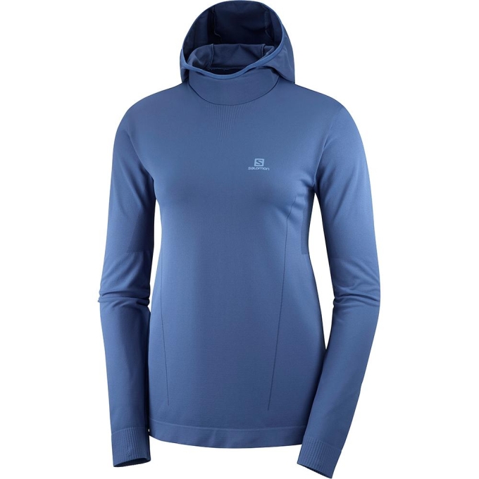 Capas Intermedias Salomon AGILE MID HOODIE W SEAMLESS Mujer Azules | MX-923OUDA