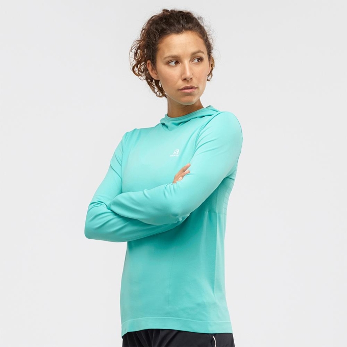 Capas Intermedias Salomon AGILE MID HOODIE W SEAMLESS Mujer Turquesa | MX-934ITAE