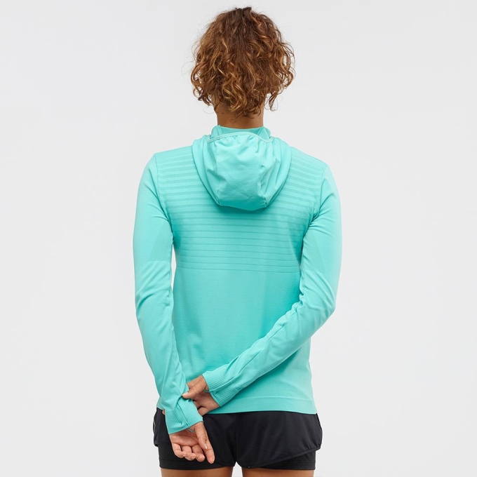 Capas Intermedias Salomon AGILE MID HOODIE W SEAMLESS Mujer Turquesa | MX-934ITAE