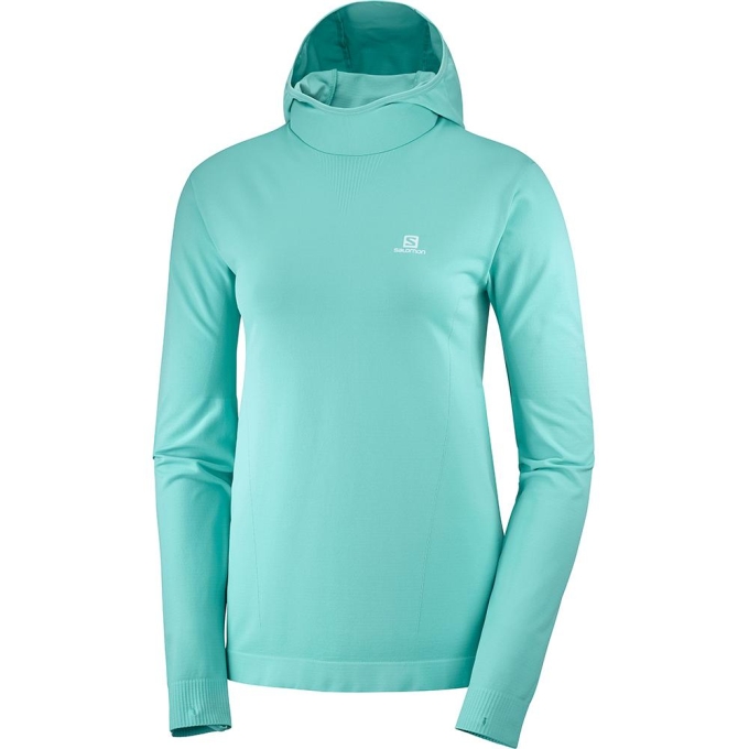 Capas Intermedias Salomon AGILE MID HOODIE W SEAMLESS Mujer Turquesa | MX-934ITAE