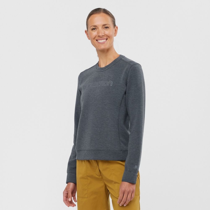 Capas Intermedias Salomon COMET CREW NECK PULL W Mujer Grises Oscuro | MX-136NHFK