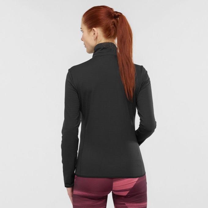 Capas Intermedias Salomon ESSENTIAL LIGHTWARM Full Zip Capa Intermedia Jacket Mujer Negros | MX-809OBEG