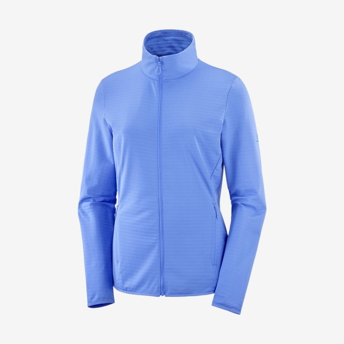 Capas Intermedias Salomon ESSENTIAL LIGHTWARM Full Zip Capa Intermedia Jacket Mujer Azules | MX-971YMGN