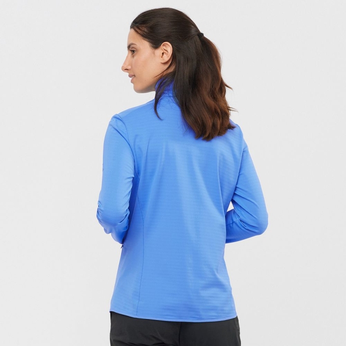 Capas Intermedias Salomon ESSENTIAL LIGHTWARM Full Zip Capa Intermedia Jacket Mujer Azules | MX-971YMGN