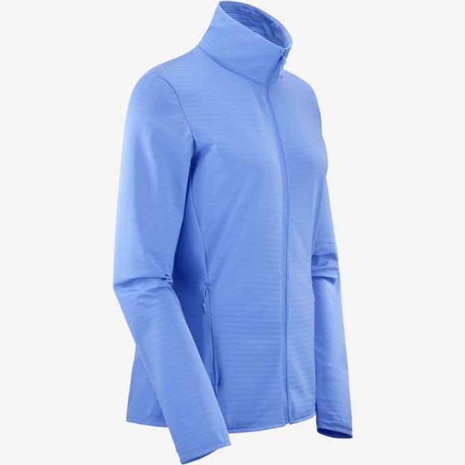 Capas Intermedias Salomon ESSENTIAL LIGHTWARM Full Zip Capa Intermedia Jacket Mujer Azules | MX-971YMGN