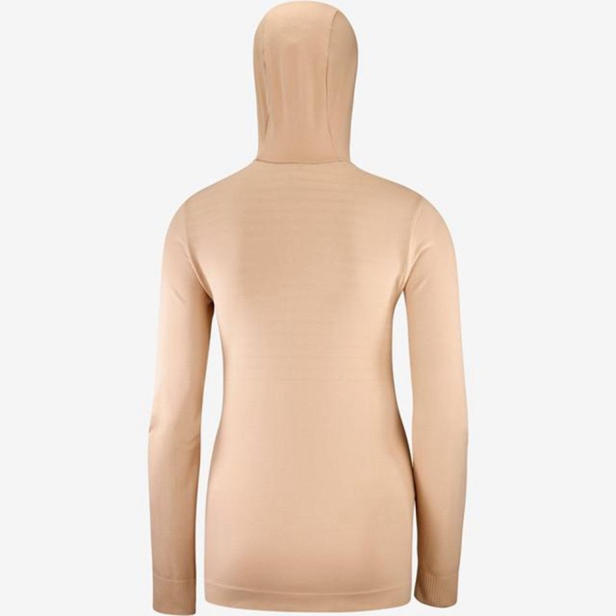 Capas Intermedias Salomon ESSENTIAL SEAMLESS HOODIE Mujer Beige | MX-692ULQC