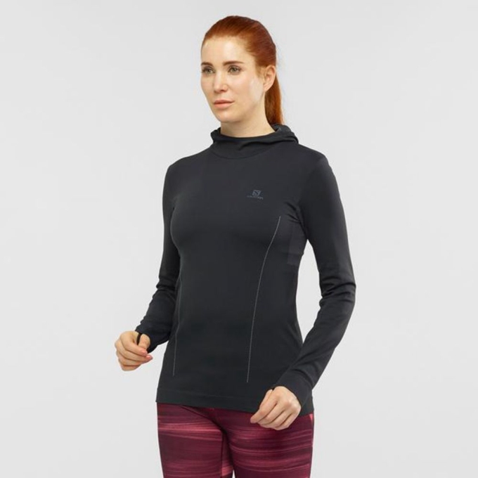 Capas Intermedias Salomon ESSENTIAL SEAMLESS HOODIE Mujer Beige | MX-692ULQC