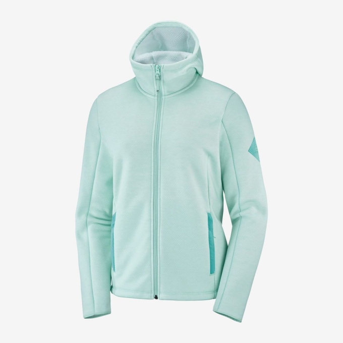 Capas Intermedias Salomon SNOWSHELTER FLEECE W Jacket Hoodie Mujer Verde Menta | MX-942GBXL