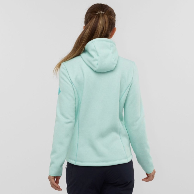 Capas Intermedias Salomon SNOWSHELTER FLEECE W Jacket Hoodie Mujer Verde Menta | MX-942GBXL