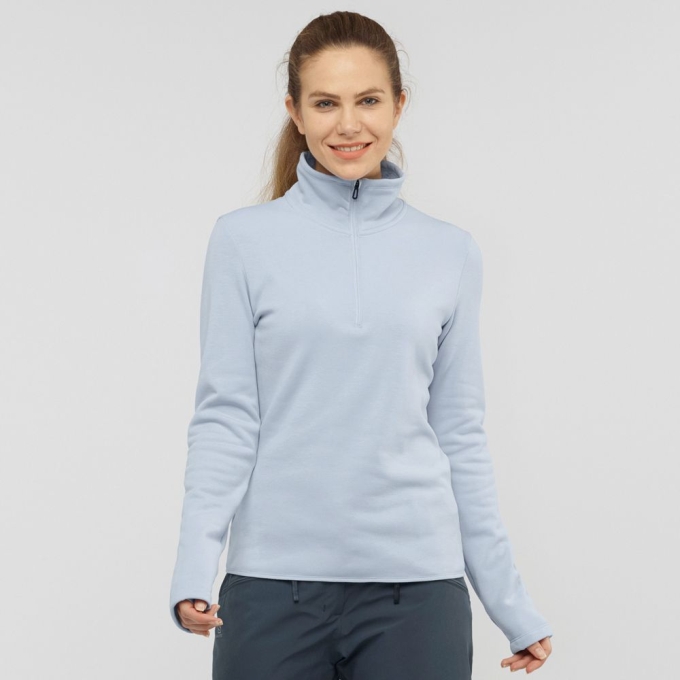 Capas Intermedias Salomon WARM AMBITION HALF ZIP W Jacket Mujer Azules | MX-510VTAP