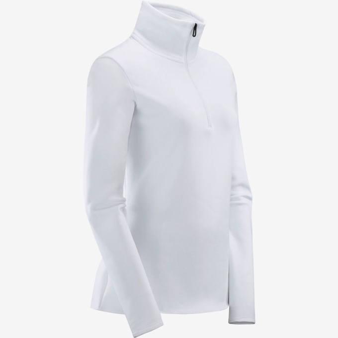 Capas Intermedias Salomon WARM AMBITION HALF ZIP W Half Zip Jacket Mujer Blancos | MX-915DKRS