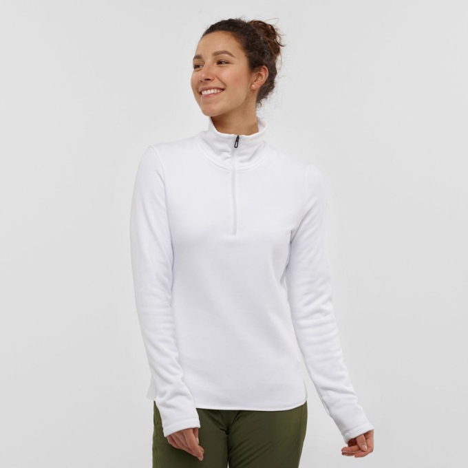 Capas Intermedias Salomon WARM AMBITION HALF ZIP W Half Zip Jacket Mujer Blancos | MX-915DKRS