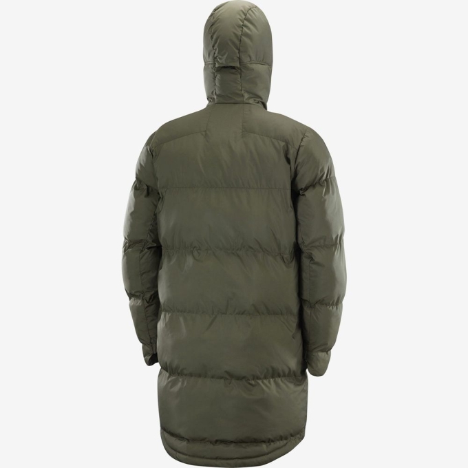 Chaquetas Salomon OUTLIFE PACKABLE LONG PUFFER JKT U Insulated Hombre Verde Oliva | MX-630NXIH