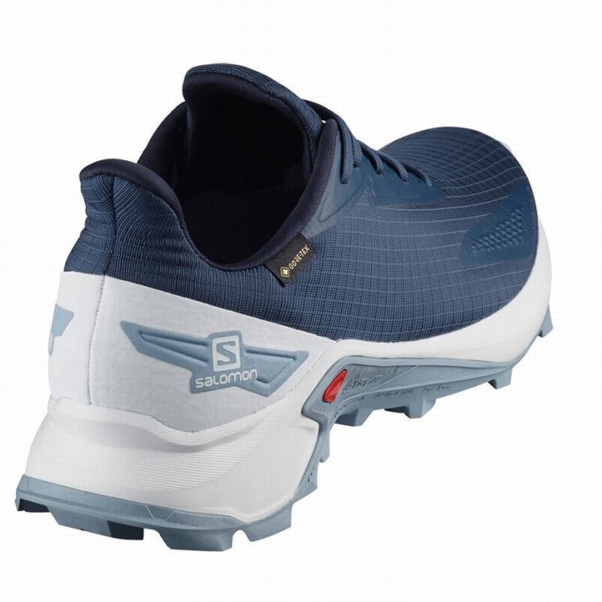 Tenis Para Trail Running Salomon ALPHACROSS BLAST GTX Hombre Azul Marino Blancos | MX-463IOZU