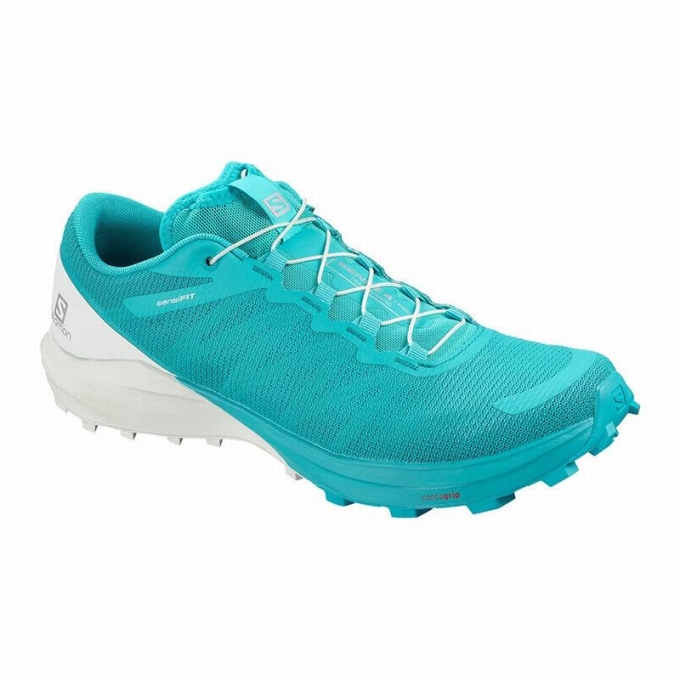 Tenis Para Trail Running Salomon SENSE PRO 4 Mujer Azules Blancos | MX-250GHLB