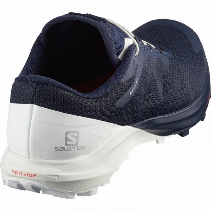 Tenis Para Trail Running Salomon SENSE PRO 4 Mujer Azul Marino Blancos | MX-340MVEI