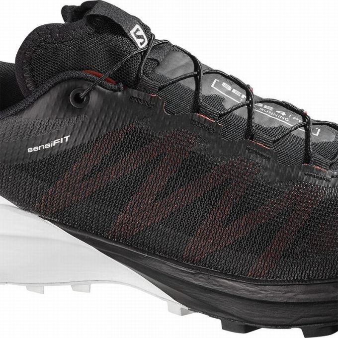 Tenis Para Trail Running Salomon SENSE PRO 4 Hombre Negros Blancos | MX-839XDTS