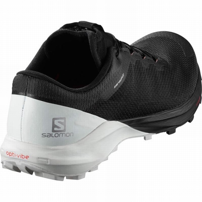 Tenis Para Trail Running Salomon SENSE PRO 4 Hombre Negros Blancos | MX-839XDTS