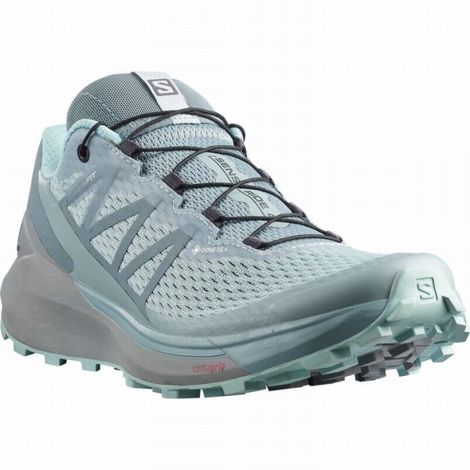 Tenis Para Trail Running Salomon SENSE RIDE 4 GORE-TEX INVISIBLE FIT Mujer Verdes Turquesa | MX-047SBGM