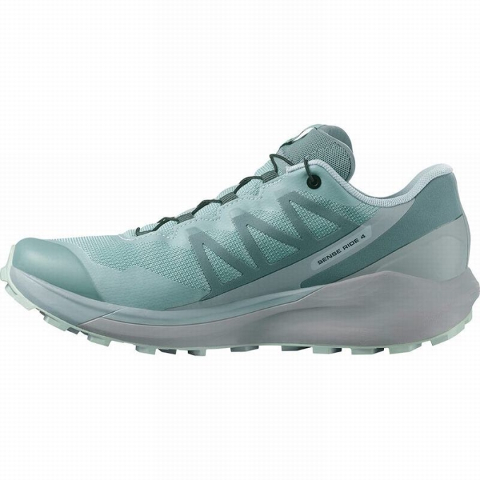 Tenis Para Trail Running Salomon SENSE RIDE 4 GORE-TEX INVISIBLE FIT Mujer Verdes Turquesa | MX-047SBGM