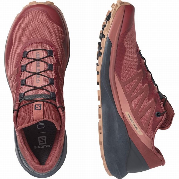 Tenis Para Trail Running Salomon SENSE RIDE 4 Mujer Rojos Oscuro | MX-136OMKR